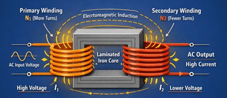 Figure 2. Step-Down Transformer Works