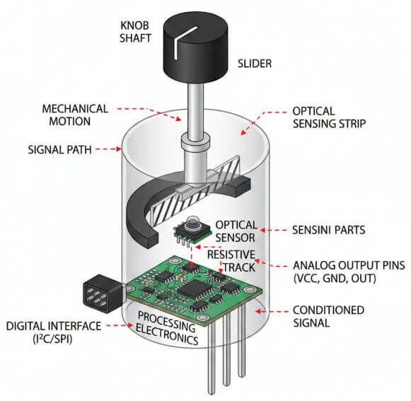 Figure 2. Inside a Hybrid Potentiometer and Signal Flow