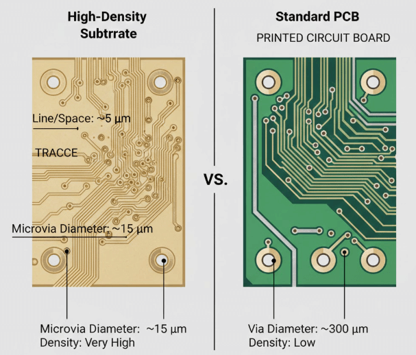 Figure 2. IC Substrate vs PCB Comparison