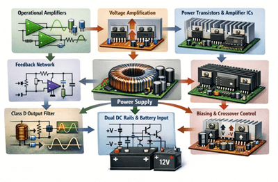 Figure 3. Subwoofer Amplifier Circuit Components