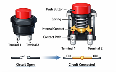 Figure 4. 2-Pin Button Switch Internal Structure and Terminal Layout