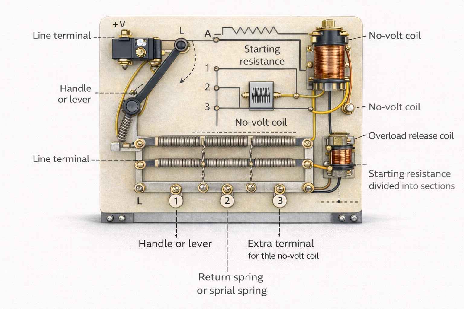 Figure 2. Main Parts and Terminals of the 4-Point Starter