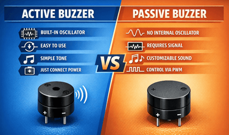 Figure 3. Active vs Passive Buzzers