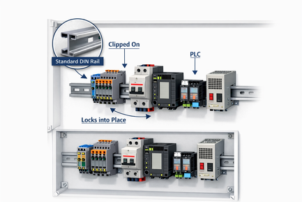 Figure 2. Operation and Features of DIN Rail Mounting