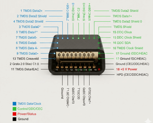Figure 4. Standard HDMI Type A 19-Pin Pinout